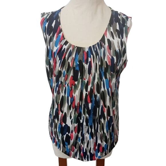 Jones Studio Separates Career Top Sz L Petite Sleeveles  Modern Artsy Multicolor - Picture 1 of 16